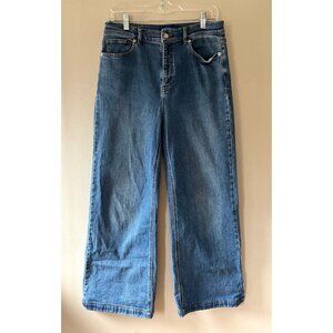 J. McLaughlin Sz M Lowden Indigo Jeans High Rise Wide Leg Pockets